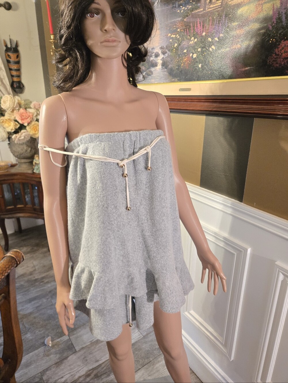 Sabo Skirt Light Gray Strapless Terry Lounge Set